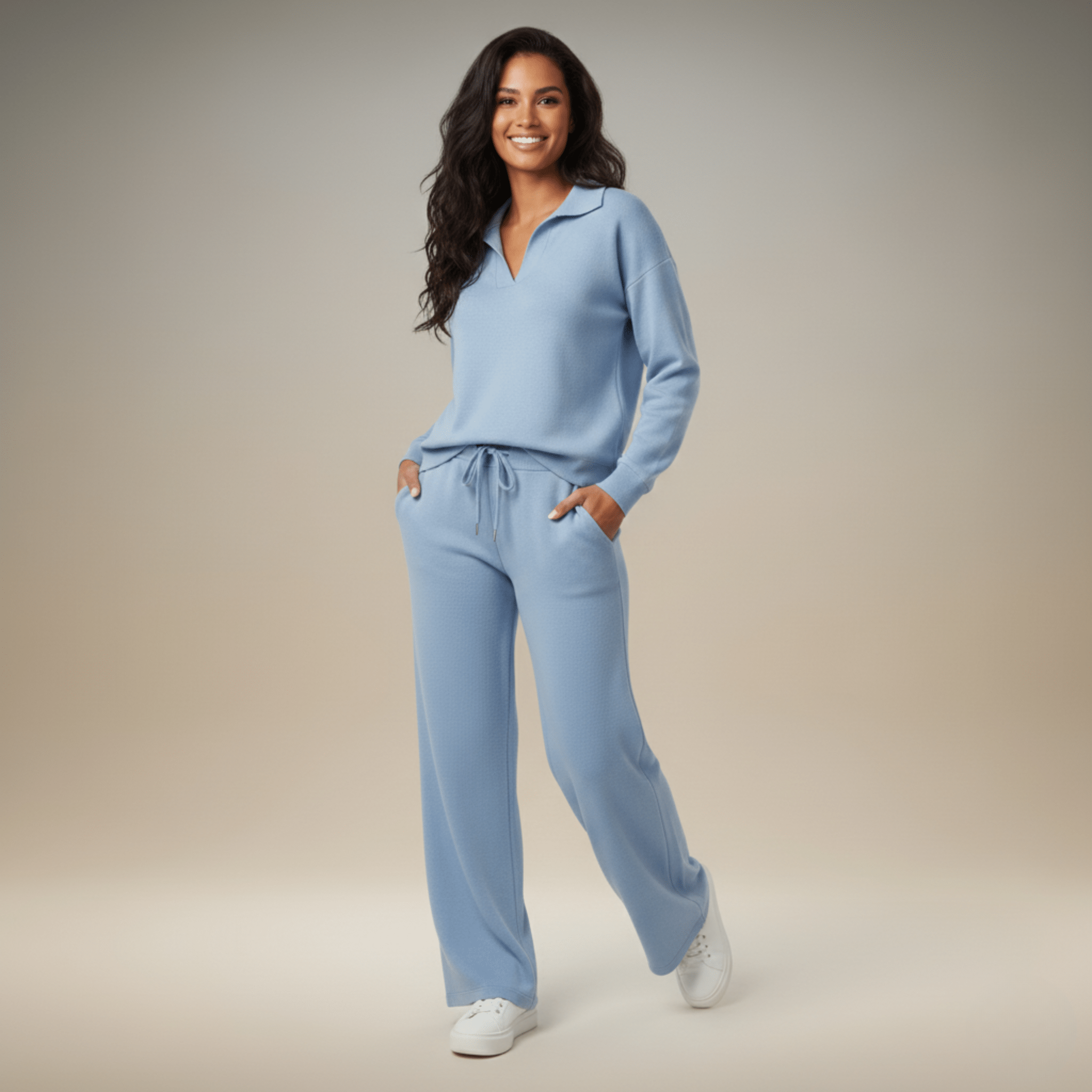 Samantha | Elegant V-Neck Women's Two Piece Set with Loose Pants