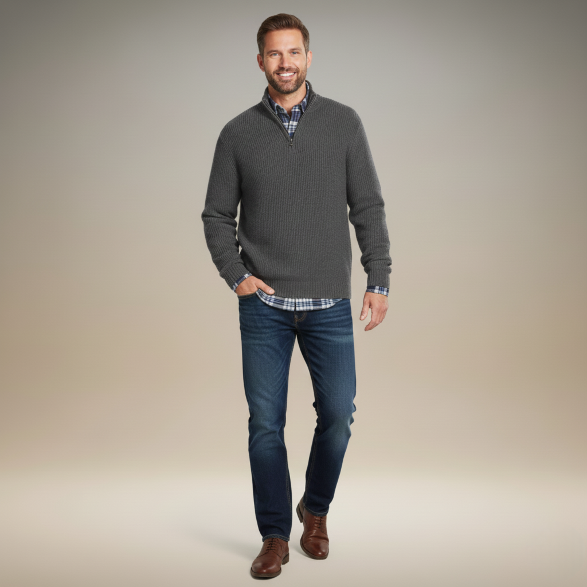 Ethan | Cozy Casual Mens Sweater with Zippered Collar