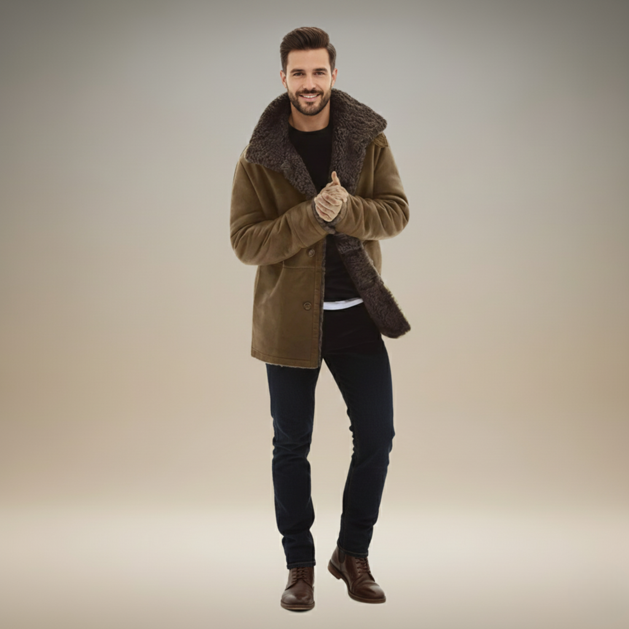 Ethan | Stylish Fleece Men's Winter Jacket with Wide Lapel