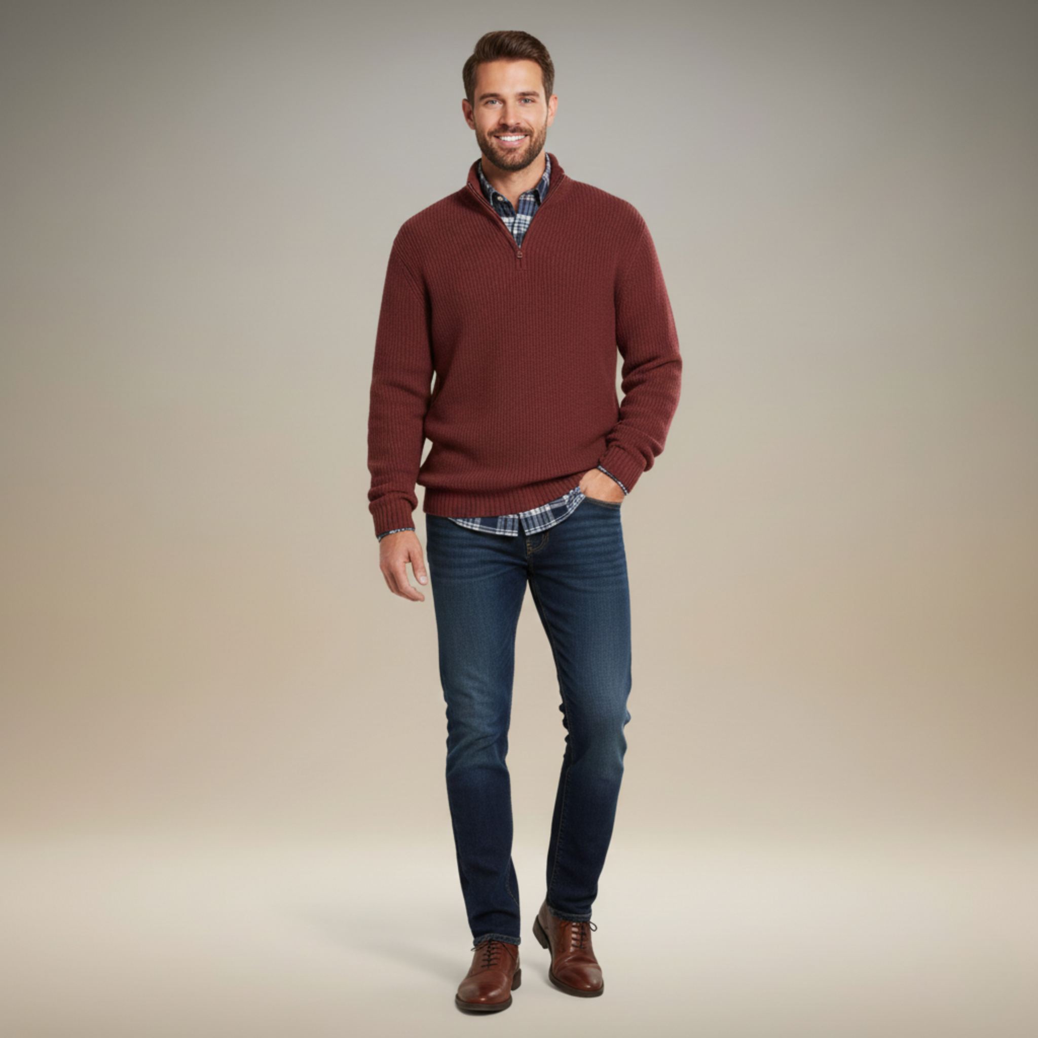 Ethan | Cozy Casual Mens Sweater with Zippered Collar