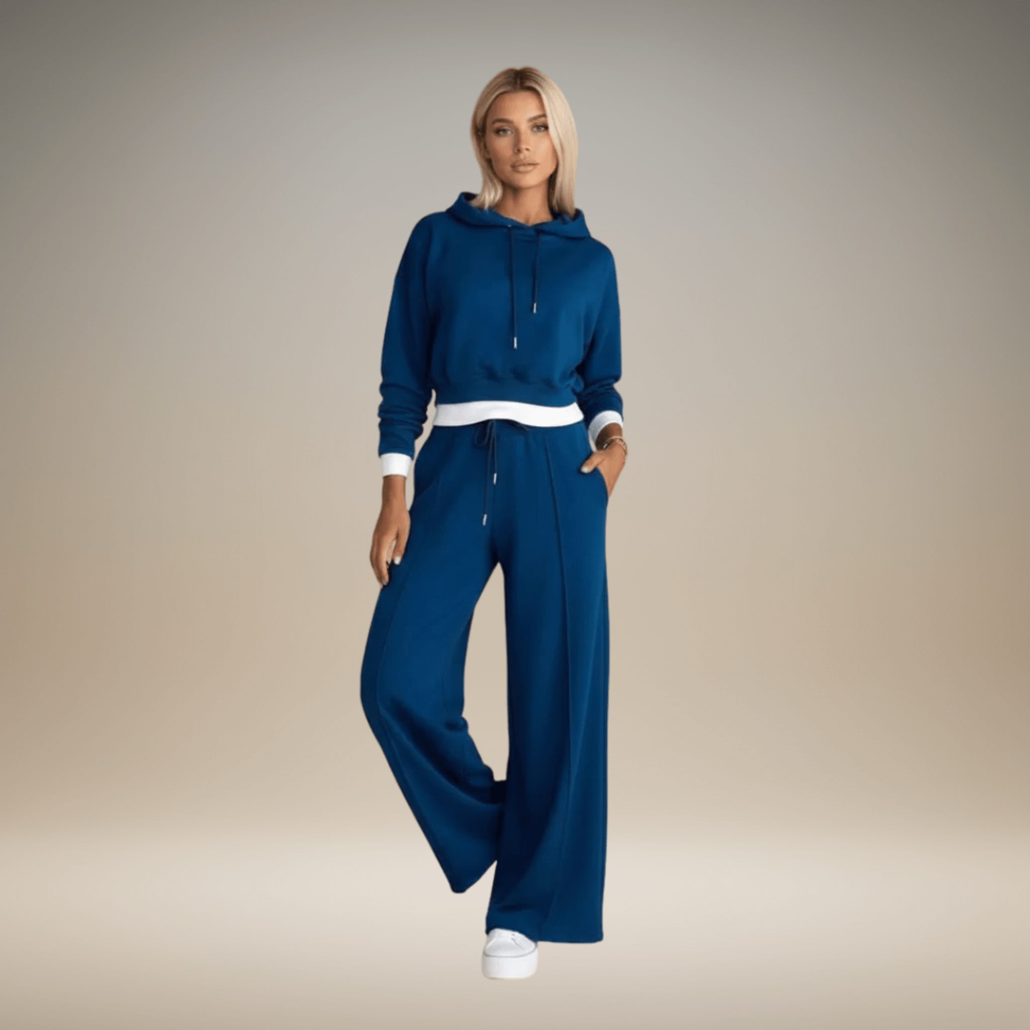 Megan | Trendy Cropped Women's Tracksuit Set with Wide-Leg Pants