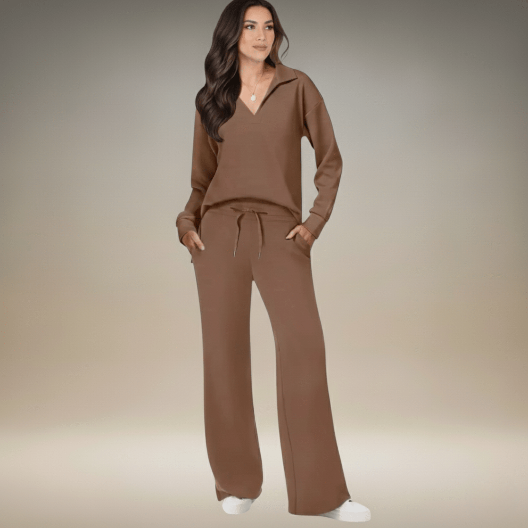 Samantha | Elegant V-Neck Women's Two Piece Set with Loose Pants