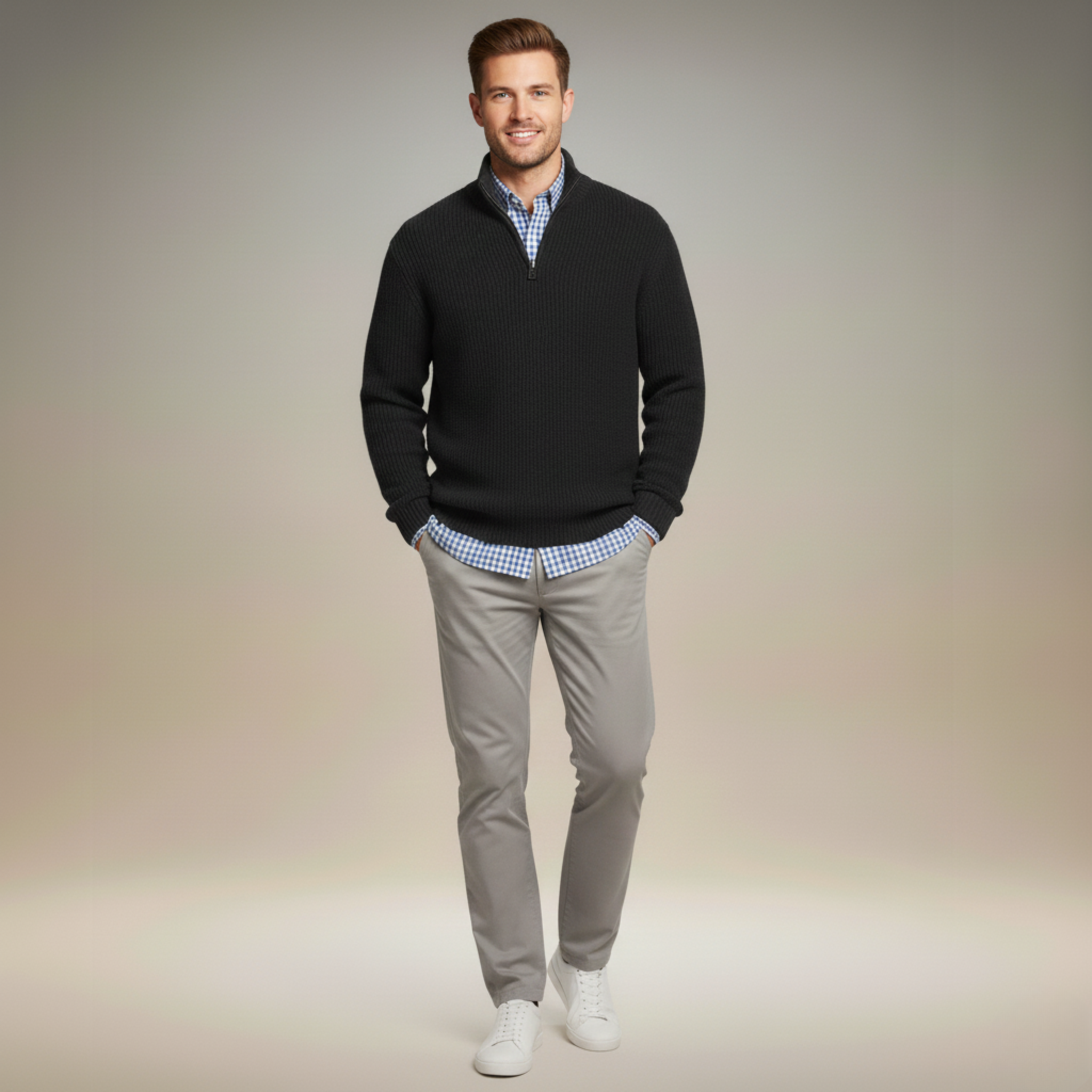 Ethan | Casual Loose Half Zip Mens Sweater