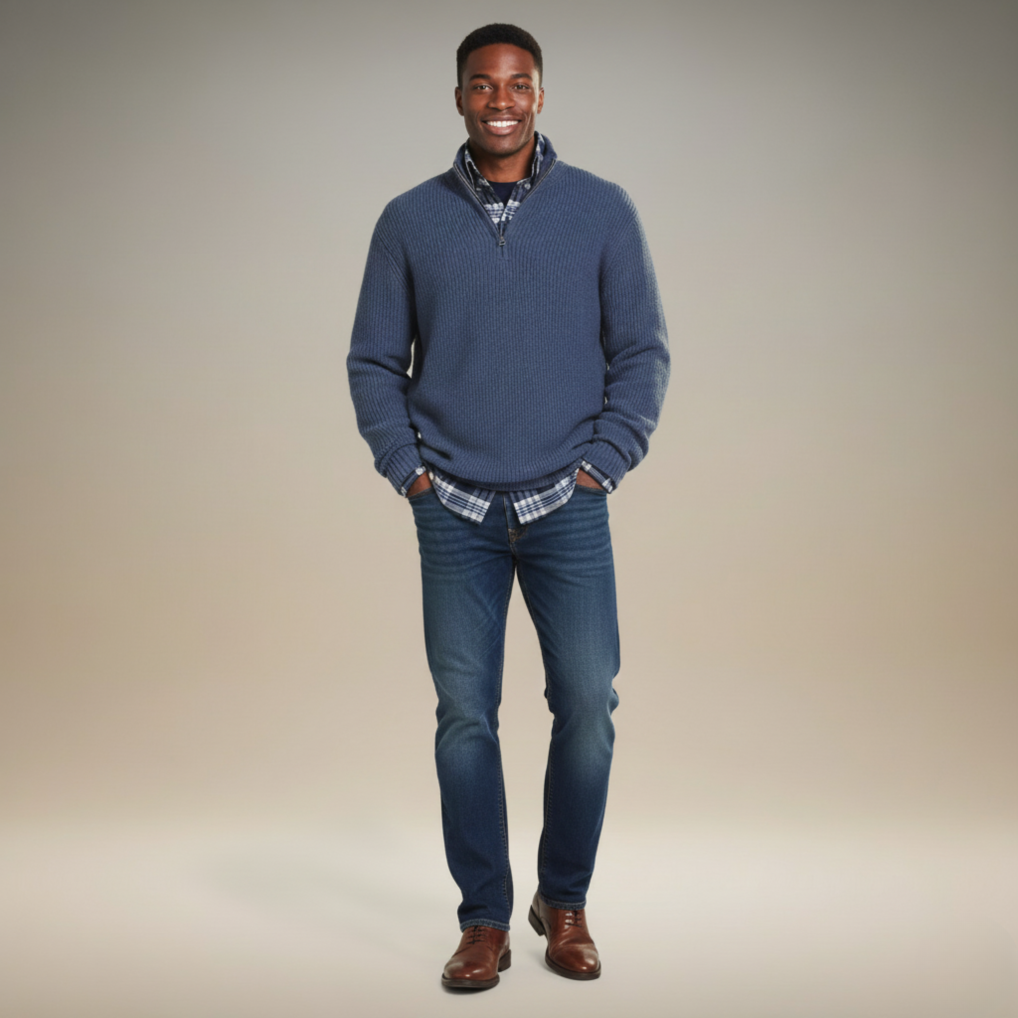 Ethan | Cozy Casual Mens Sweater with Zippered Collar